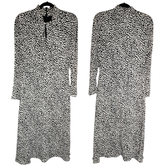 Judith & Charles Rimini Mock Neck Keyhole Midi Dress Black White Size 8 - Picture 10 of 17